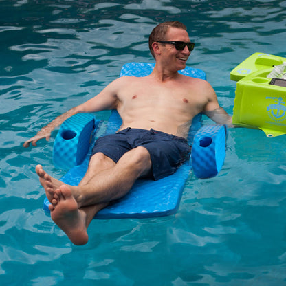 TRC Recreation Folding Baja II Lounger Foam Swimming Pool Float, Portable Floating Lounger with 2 Cup Holders for Beach Essentials, Tropical Teal