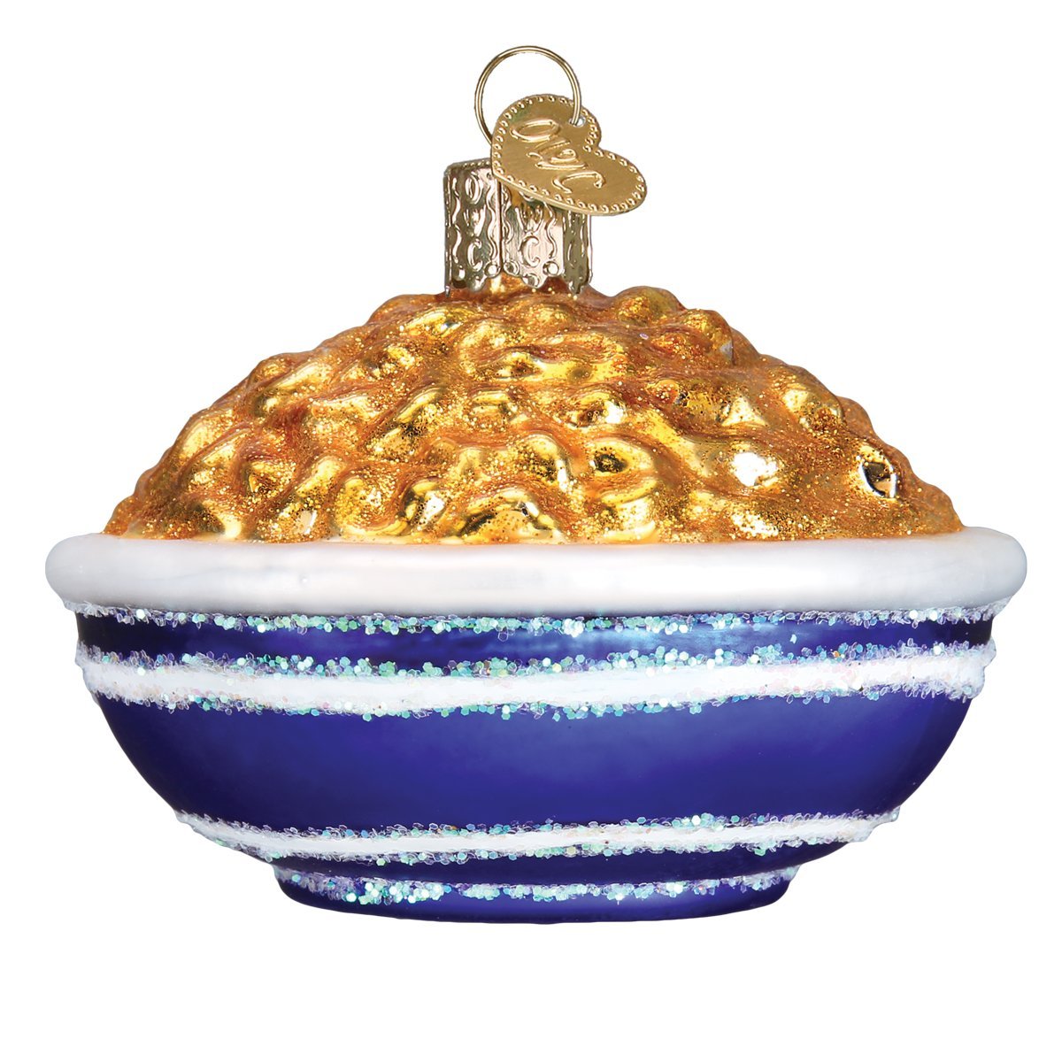 Old World Christmas Various Foods Glass Blown Ornaments for Christmas Tree, Bowl of Mac & Cheese, 3x3