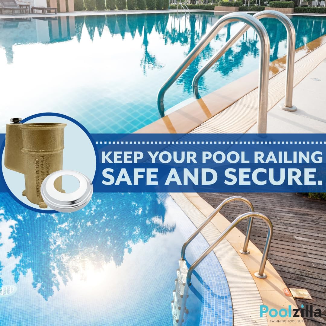 Poolzilla Hand Rail Anchor with Added Escutcheon, Ladder Anchor