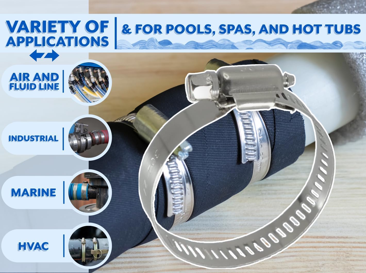 Poolzilla Stainless Steel Hose Clamp for 1 ¼'' to 2'' Pool Filter Connection Hoses