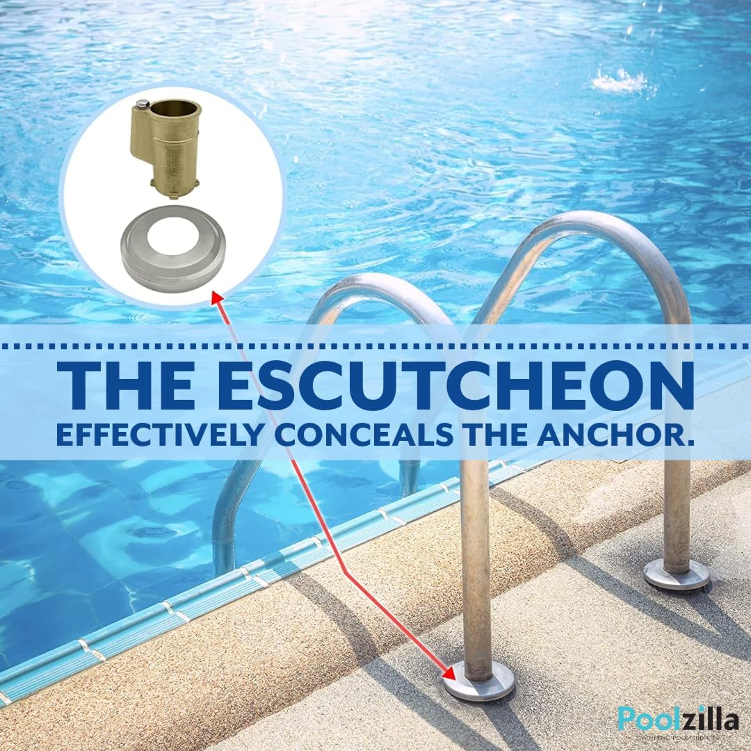 Poolzilla Hand Rail Anchor with Added Escutcheon, Ladder Anchor