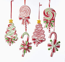 Kurt Adler T2033 Kurt Adlerpeppermint Candy Lollipop Ornament - 6 Assorted: 2 Each Christmas Tree, Candy Cane And Round Lollipop