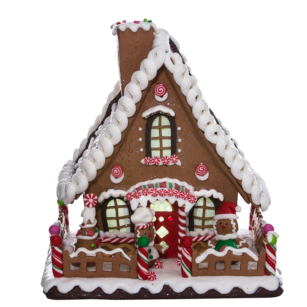 Kurt Adler 10" Battery-Operated Claydough LED Gingerbread House Tablepiece