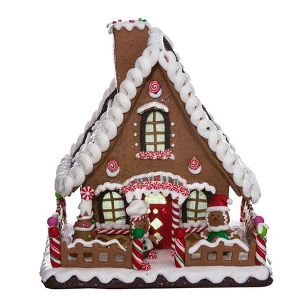 Kurt Adler 10" Battery-Operated Claydough LED Gingerbread House Tablepiece