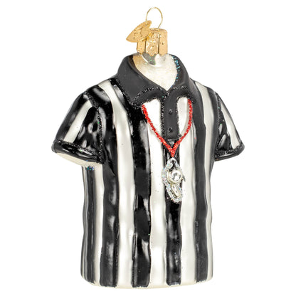 Old World Christmas Referee Shirt Glass Blown Ornament for Christmas Tree, Handcrafted Holiday Decoration, Sport Collection