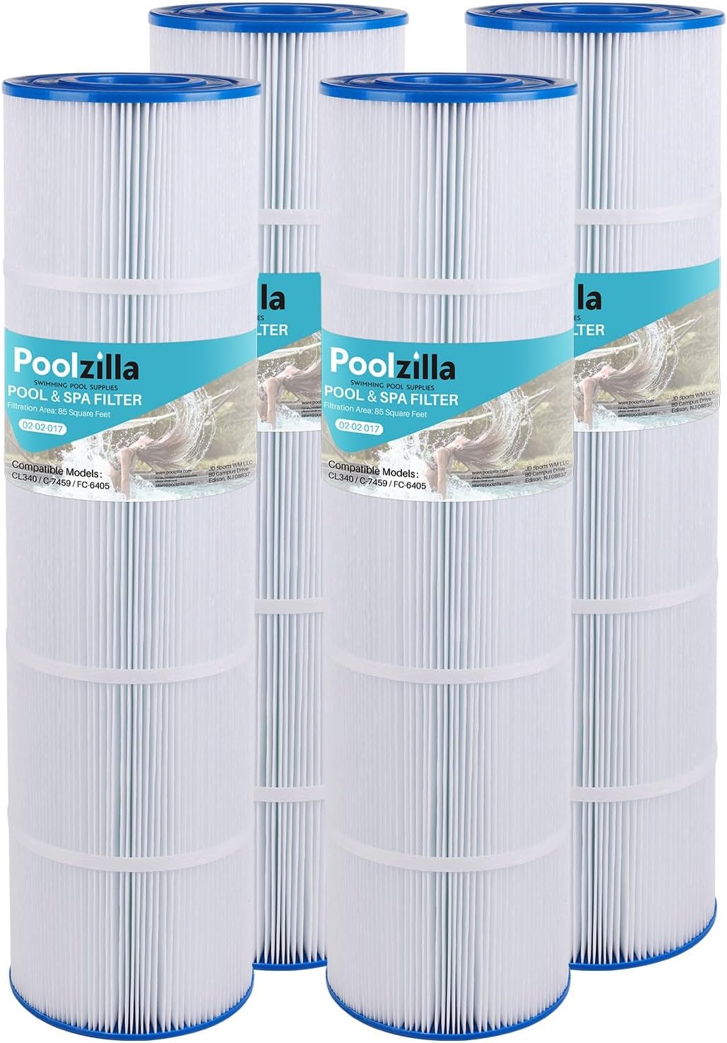 Poolzilla (4 Pack) Replacement Pool Filter Cartridge for Unicel C-7459, Jandy CL 340, PJAN85, Filbur FC-6405, FC-0800, A0557900, R0554500, Aladdin 18504, APCC7352
