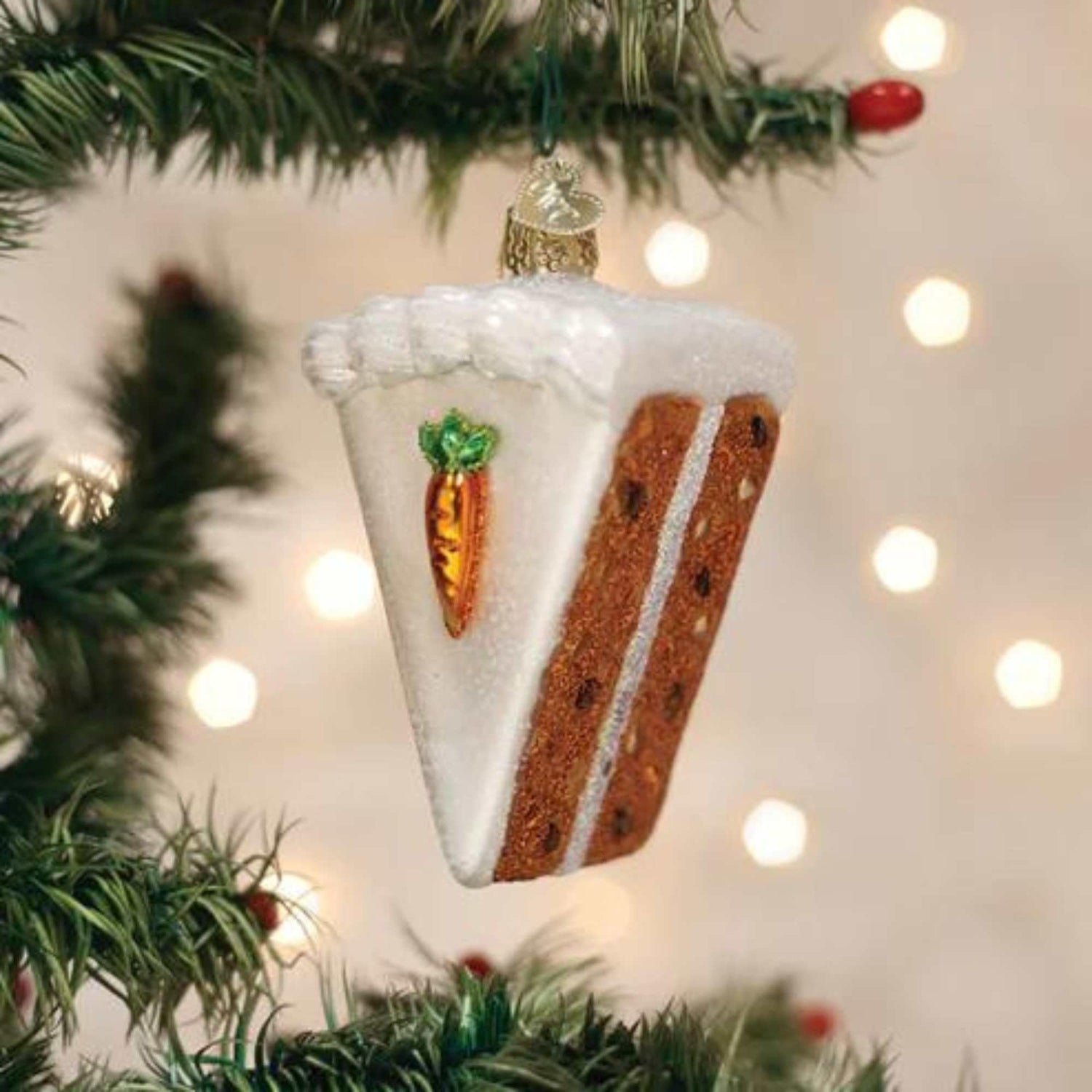 Old World Christmas Carrot Cake Glass Blown Ornament for Christmas Tree, Handcrafted Holiday Decoration, Dessert Collection
