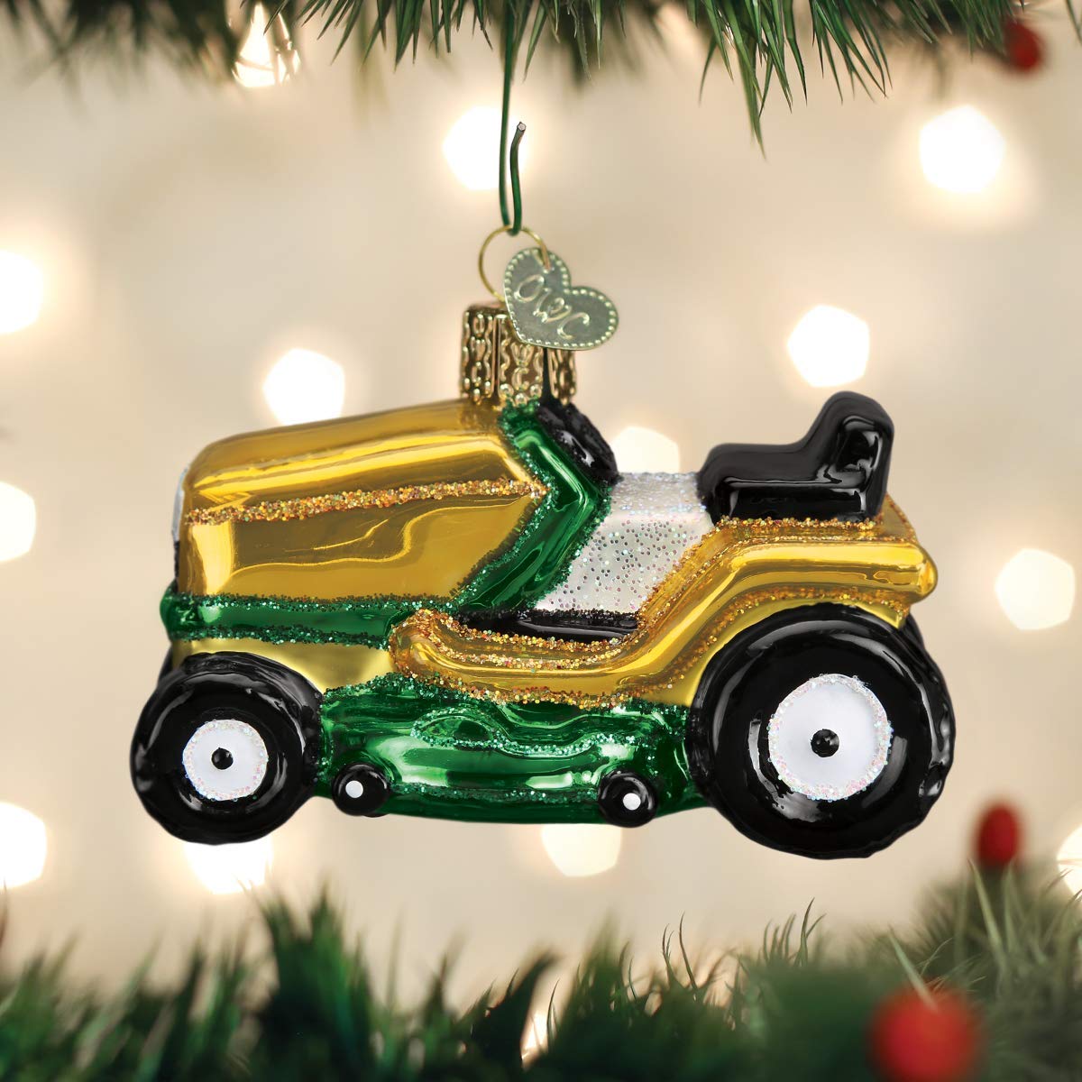 Old World Christmas Riding Lawn Mower 3.5 x 2.25