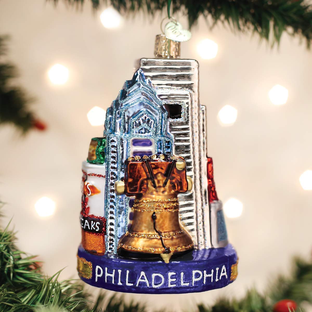 Old World Christmas Cities, Places and Landmarks Glass Blown Ornaments for Christmas Tree Philadelphia