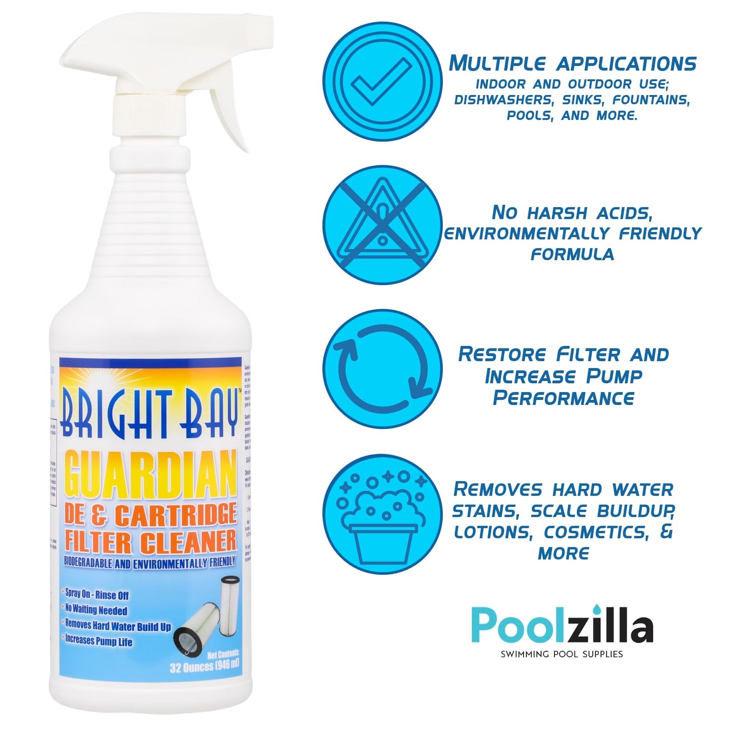 Poolzilla Guardian Filter Cleaner (32oz)