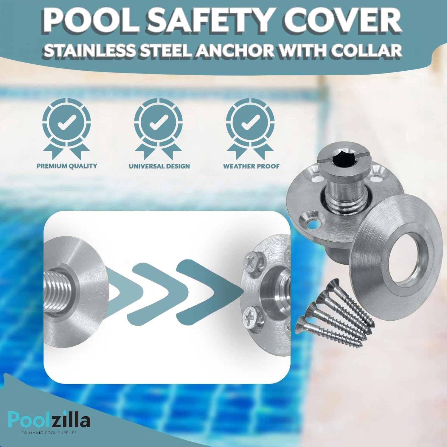 Poolzilla Sechskantschlüssel Extra Lang - 2 Stück Edelstahl, Zum Einfachen Heben & Senken Von Poolankern, 61 Cm