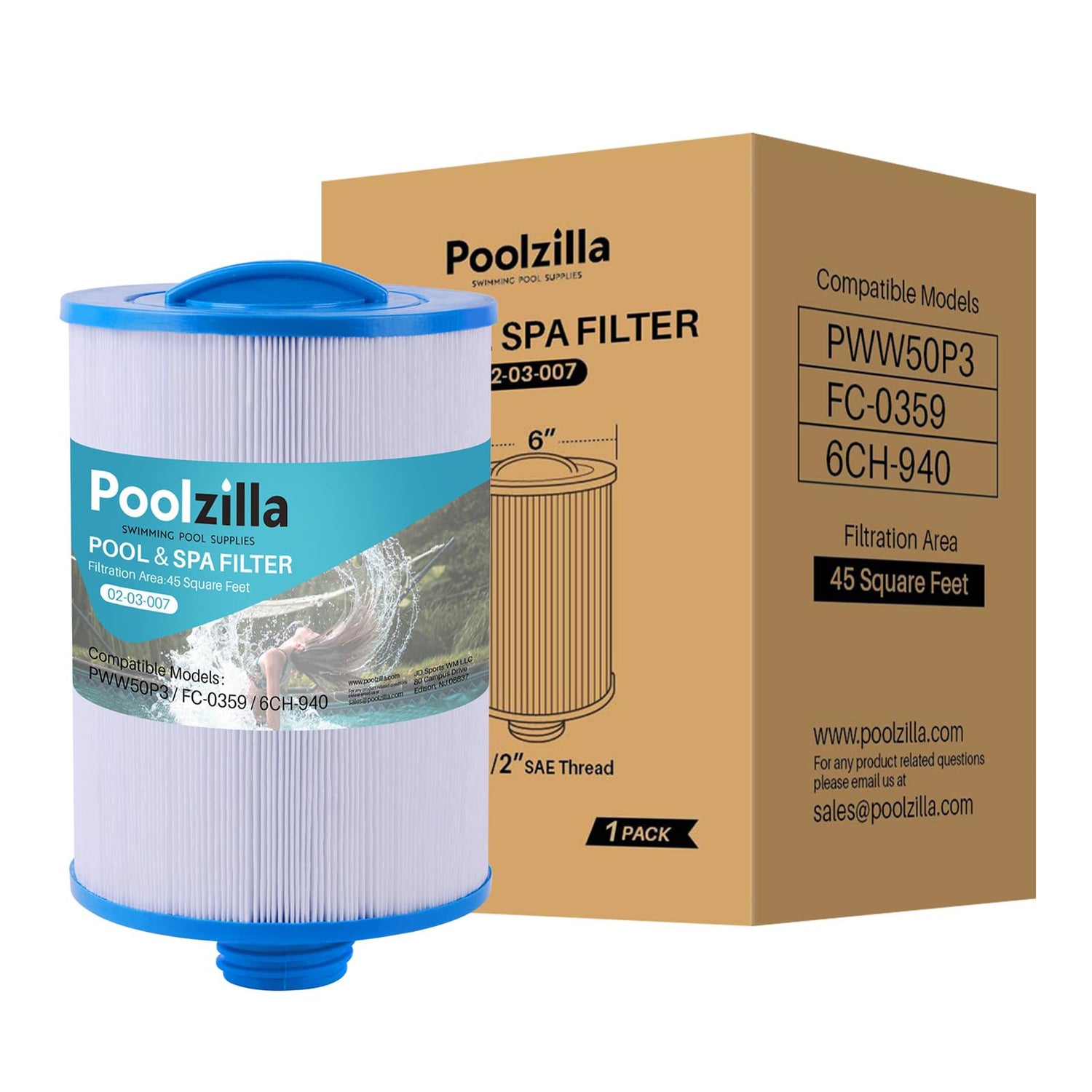 Poolzilla Spa Filter Cartridge for PWW50P3(1 1/2