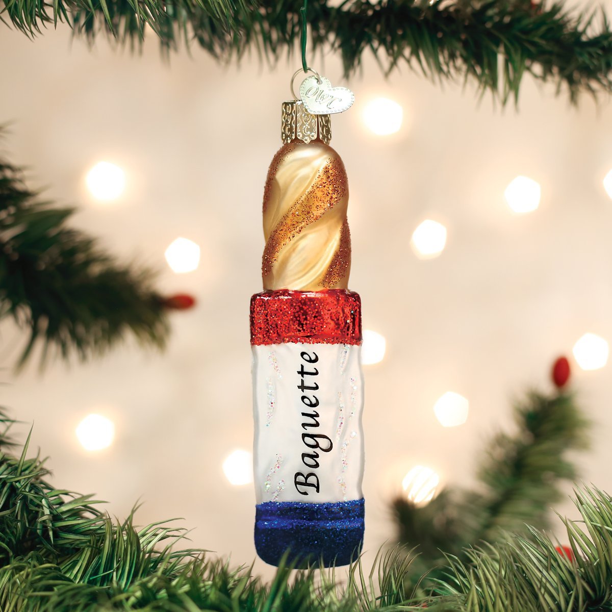 Old World Christmas Baguette Glass Blown Ornament for Christmas Tree, Handcrafted Holiday Decoration, Food Collection