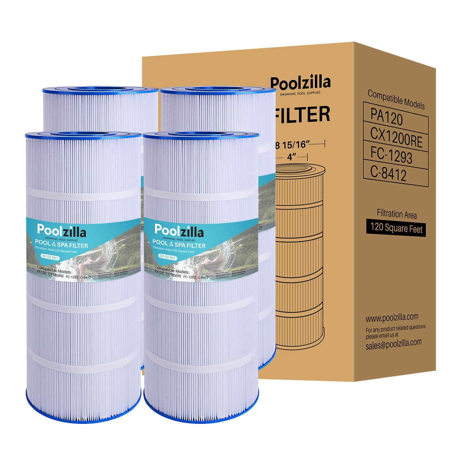 Poolzilla Replacement Pool Filter for PA120, CX1200RE, C1200, C-8412, FC-1293, Waterway Clearwater II, Pro Clean 125, 817-0125N, Aladdin 22002