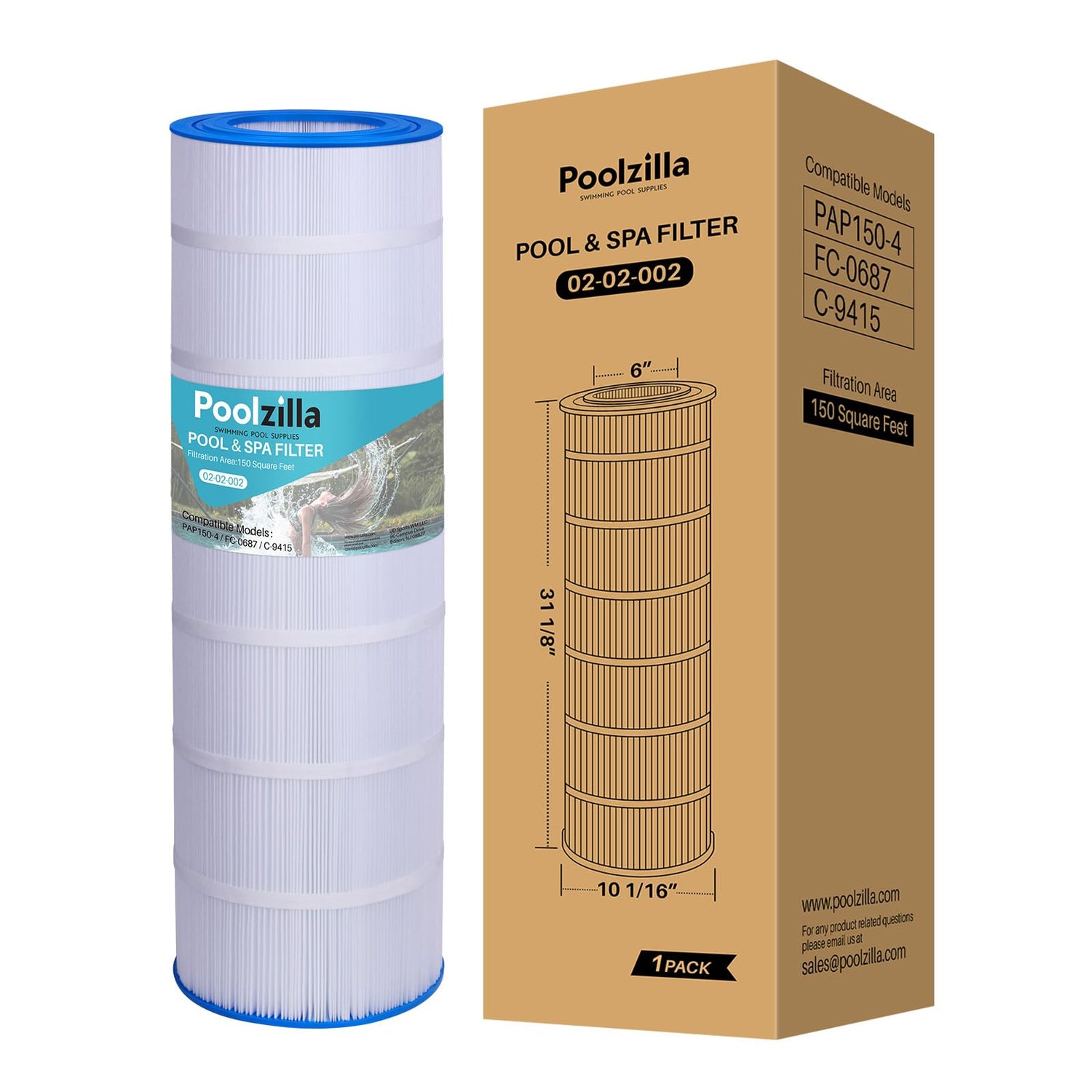 Poolzilla Replacement Pool Filter for CC150, CCRP150, PAP150, C-9415, R173216, 59054300, Filbur FC-0687, 160317, 160355, 160352, Predator 150