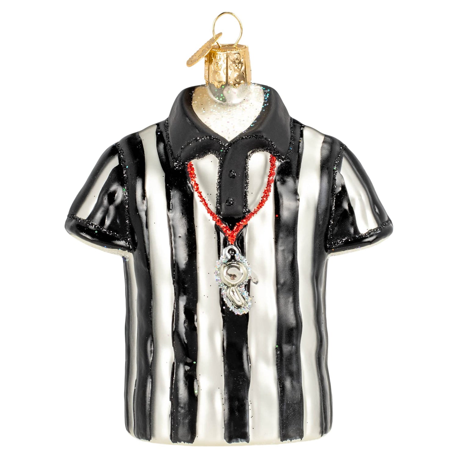 Old World Christmas Referee Shirt Glass Blown Ornament for Christmas Tree, Handcrafted Holiday Decoration, Sport Collection