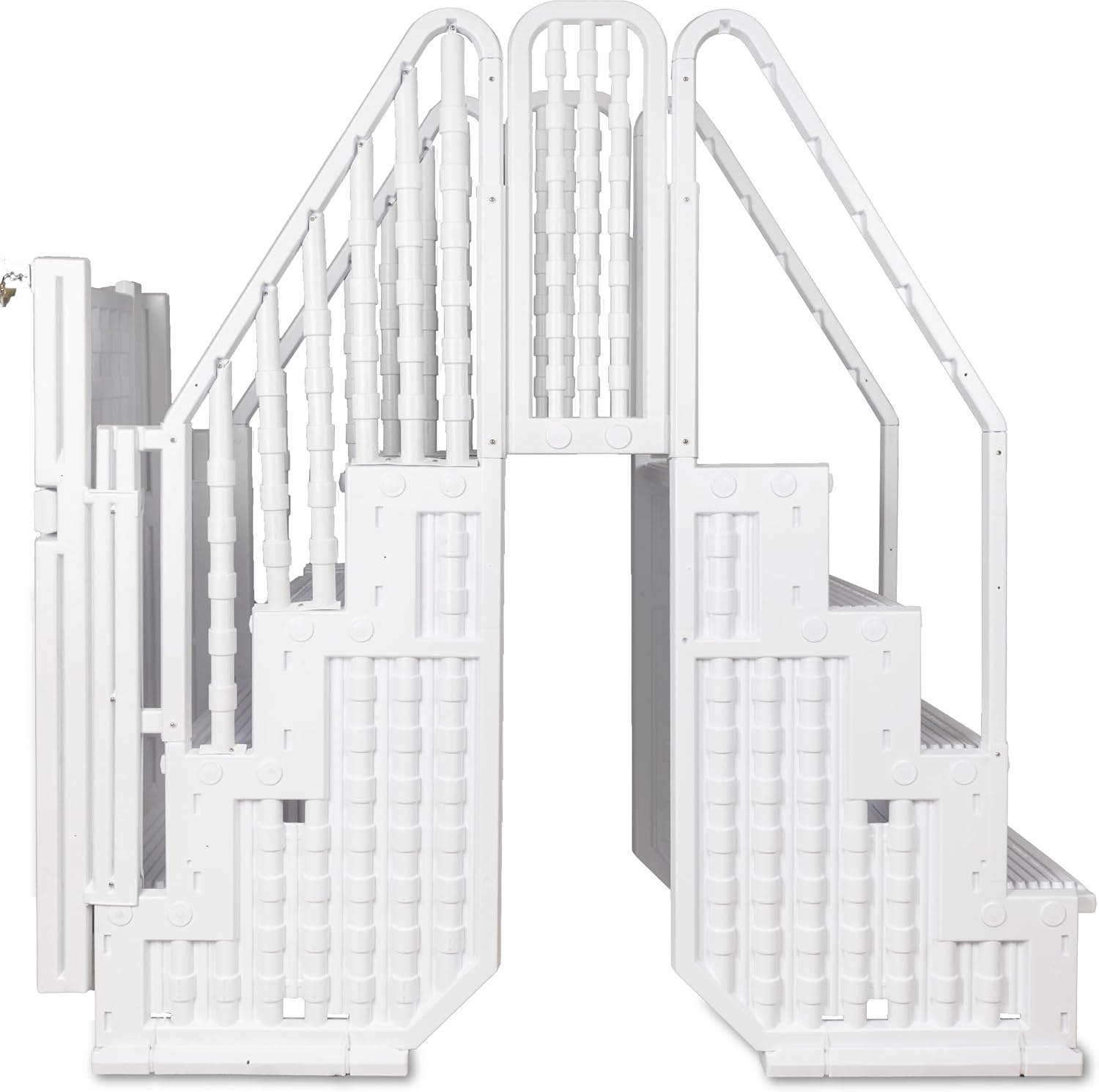 Poolzilla Pool Step Set for Above Ground Pools with Crossover Bridge, and a Lockable Gate - for 48’’ to 54’’ in. Above Ground Pools