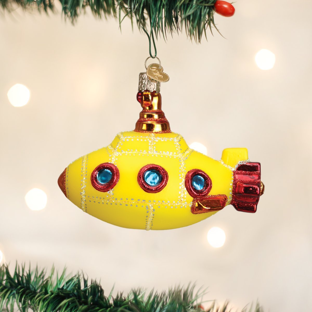 Old World Christmas Ornaments: Sea and Scuba Glass Blown Ornaments for Christmas Tree, Submarine