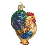 Old World Christmas Rooster Glass Blown Ornament for Christmas Tree, Handcrafted Holiday Decoration, Farm Animal Collection