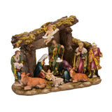 Kurt S. Adler Resin Stable- Kurt Adler Nativity Set with Figures, Brown, 10.38in, 11-Piece