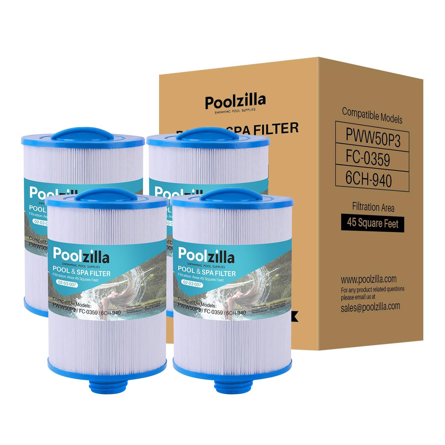 Poolzilla Spa Filter Cartridge for PWW50P3(1 1/2