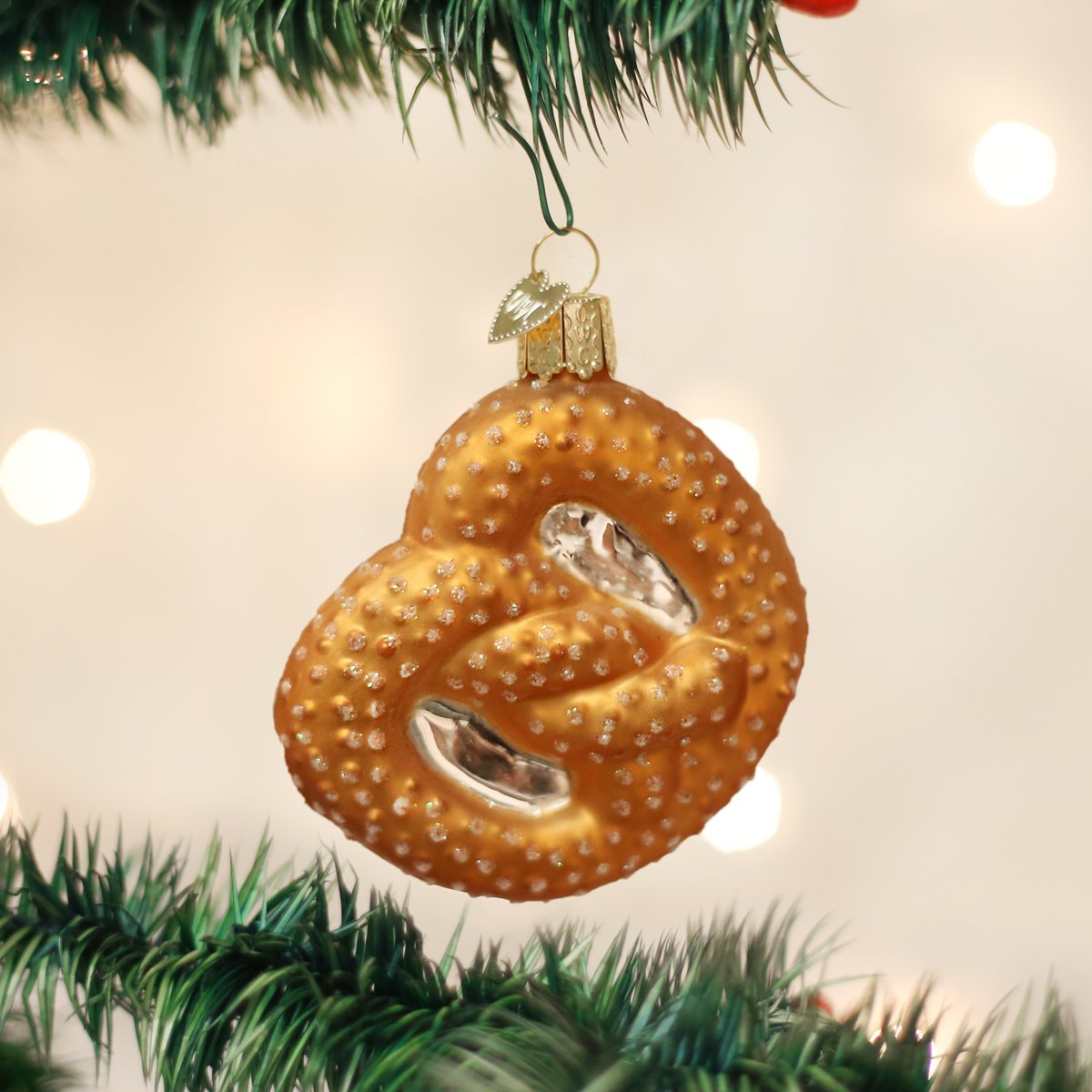 Old World Christmas Pretzel Glass Blown Ornament for Christmas Tree, Handcrafted Holiday Decoration, Food Collection
