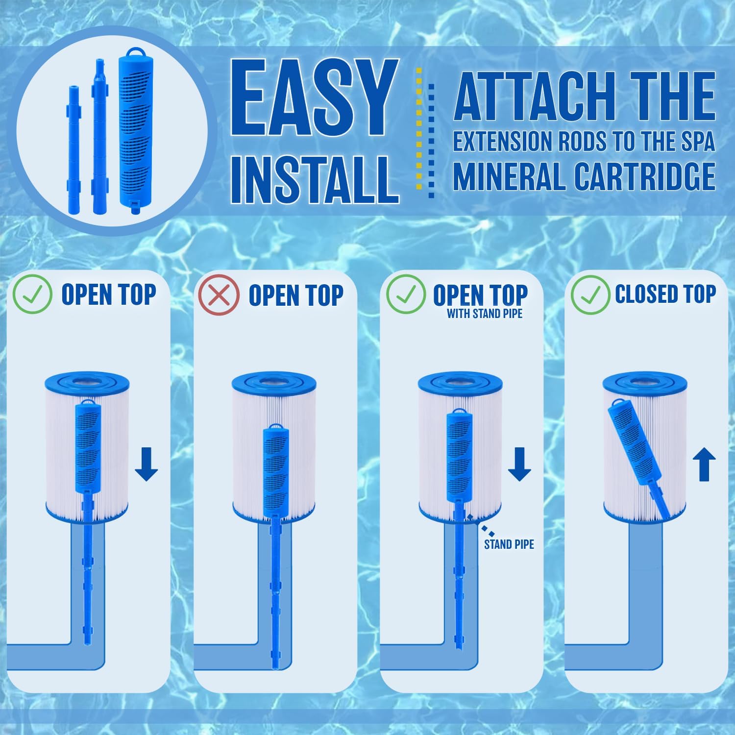 Poolzilla Hot Tub Mineral Sanitizer Stick, for Reduced Impurities