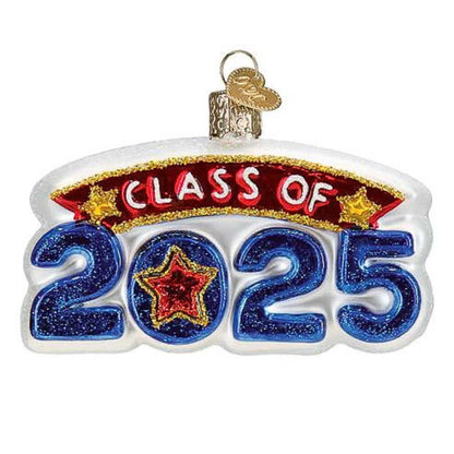 Old World Christmas Class of 2025 Glass Blown Ornament for Christmas Tree, Handcrafted Holiday Decoration, Class of Collection
