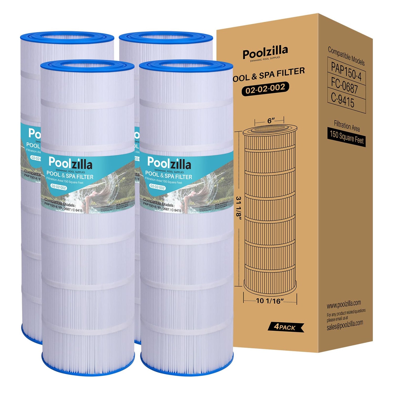 Poolzilla Replacement Pool Filter for CC150, CCRP150, PAP150, C-9415, R173216, 59054300, Filbur FC-0687, 160317, 160355, 160352, Predator 150