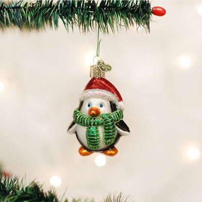 Old World Christmas Penguin Collection Glass Blown Ornaments, 2 ¾", Playful Penguin