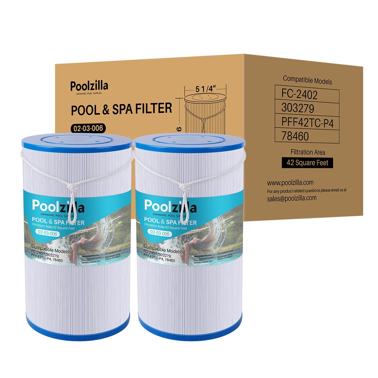 Poolzilla Replacement Spa Filter for FC-2402, Watkins 303279, PFF42TC-P4, 78460, SD-01322