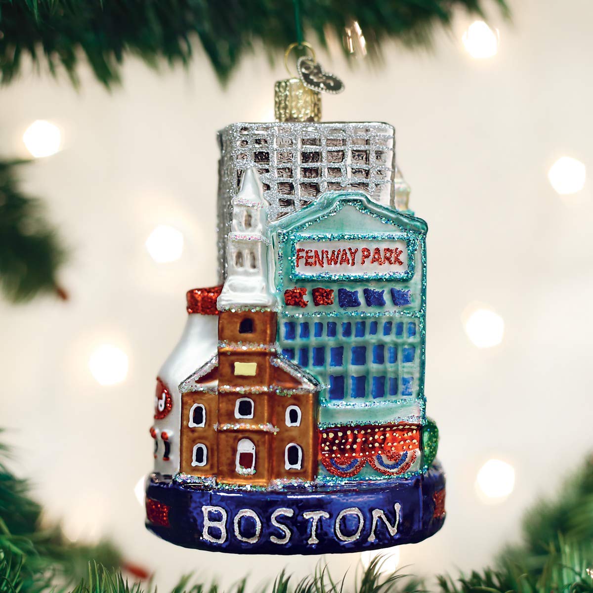 Old World Christmas Glass Blown Ornament Boston City (20094)