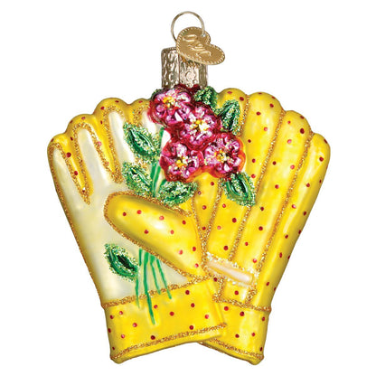 Old World Christmas Gardening Gloves Glass Blown Ornament for Christmas Tree, Handcrafted Holiday Decoration, Garden Collection
