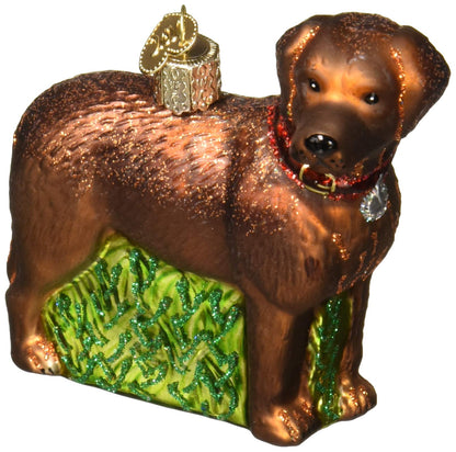 Old World Christmas Long-Haired Dachshund Glass Blown Ornament for Christmas Tree, Handcrafted Holiday Decoration, Dog Collection