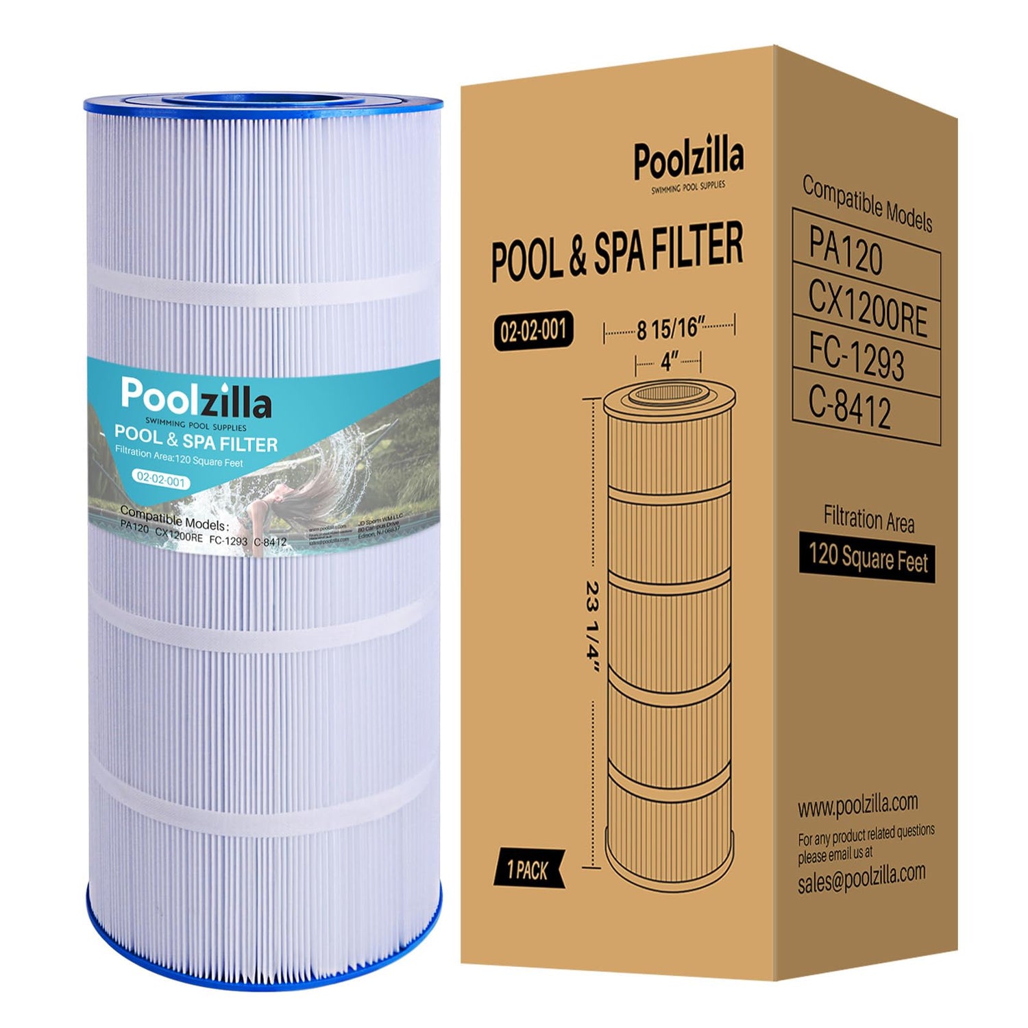 Poolzilla Replacement Pool Filter for PA120, CX1200RE, C1200, C-8412, FC-1293, Waterway Clearwater II, Pro Clean 125, 817-0125N, Aladdin 22002