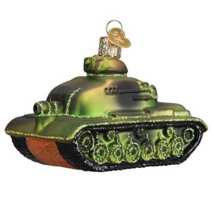 Old World Christmas Military Tank Glass Blown Ornament for Christmas Tree, Handcrafted Holiday Decoration, Military Collection