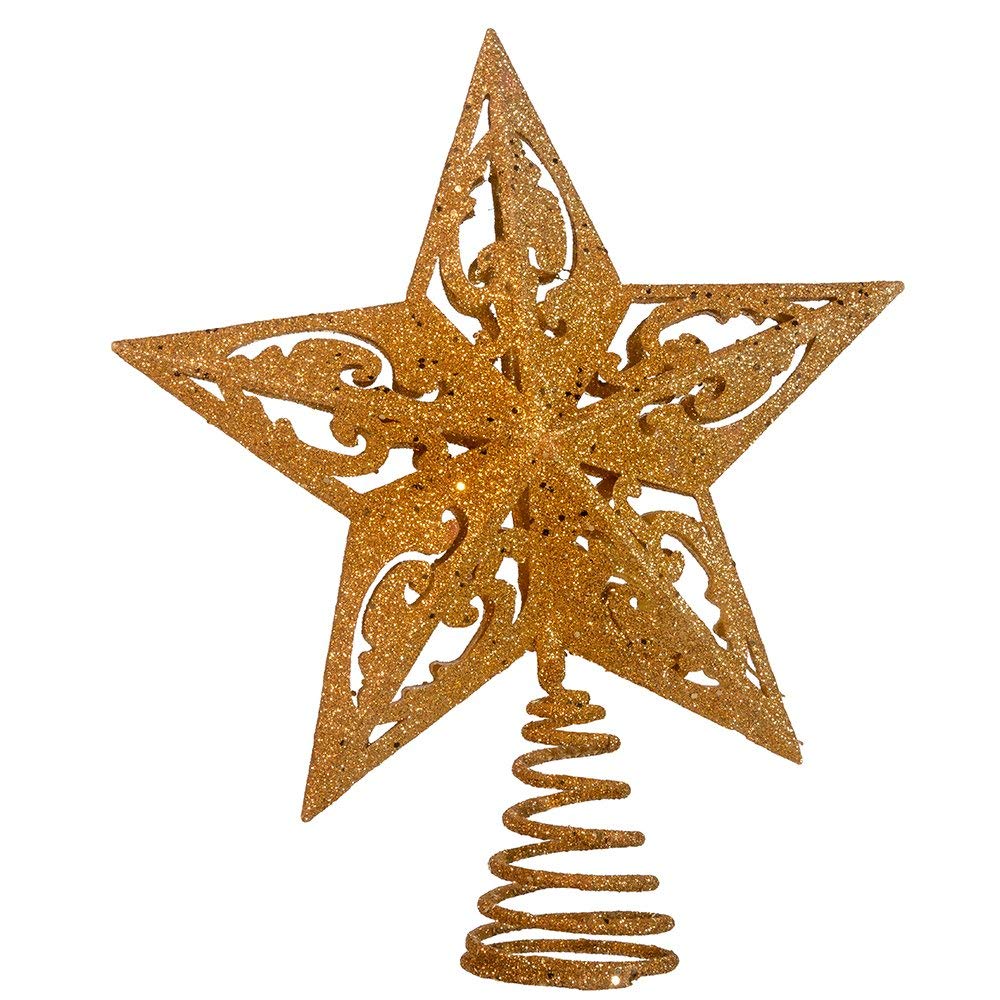 Kurt Adler H9100 8-Inch Gold Glittered 5 Point Star Treetop