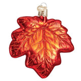 Old World Christmas Red Maple Leaf Glass Blown Ornament for Christmas Tree, Handcrafted Holiday Decoration, Nature Collection