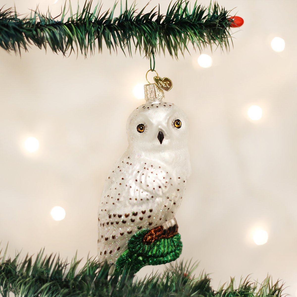 Old World Christmas Ornaments: Great White Owl Glass Blown Ornaments for Christmas Tree (16079)