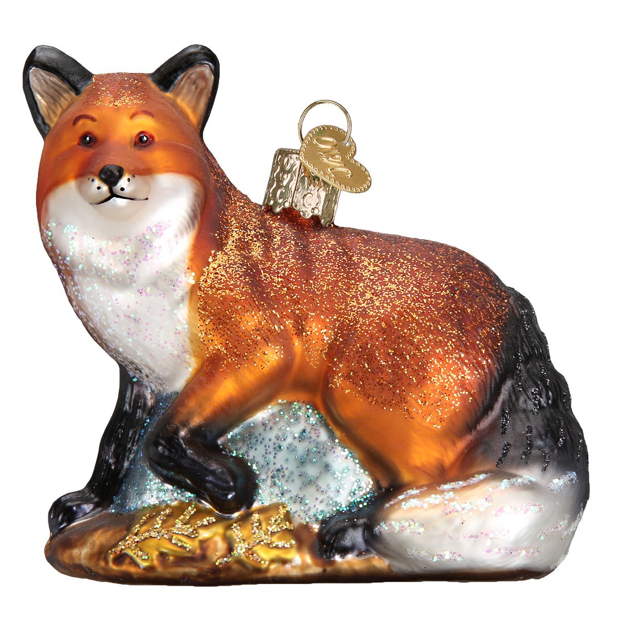 Old World Christmas Red Fox Glass Blown Ornament for Christmas Tree, Handcrafted Holiday Decoration, Wildlife Animal Collection
