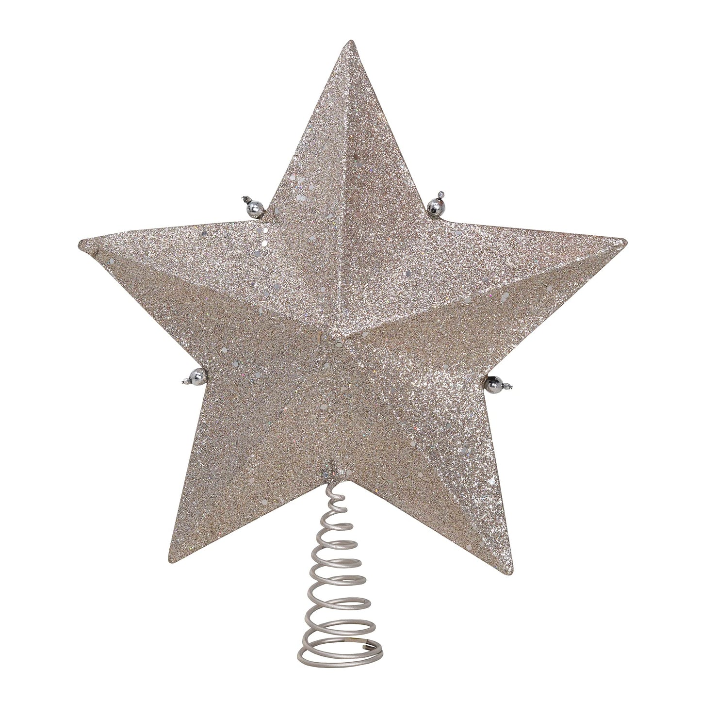 Kurt Adler 13.5-inch Star Treetop with Ivory Pearls and Platinum Glass Glitter