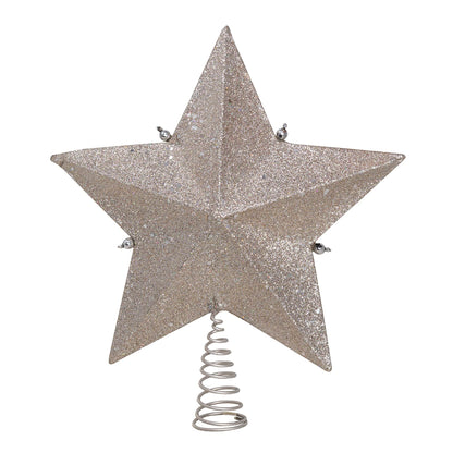 Kurt Adler 13.5-inch Star Treetop with Ivory Pearls and Platinum Glass Glitter