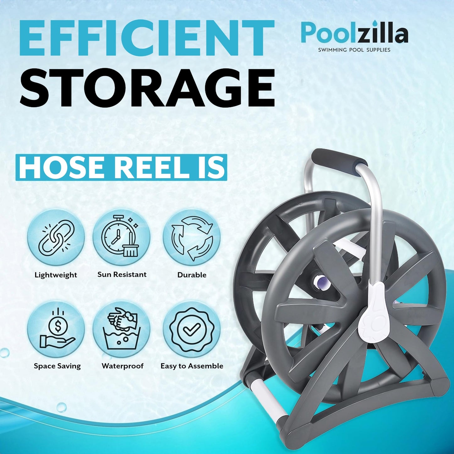 Poolzilla Swimming Pool Vacuum Hose Reel