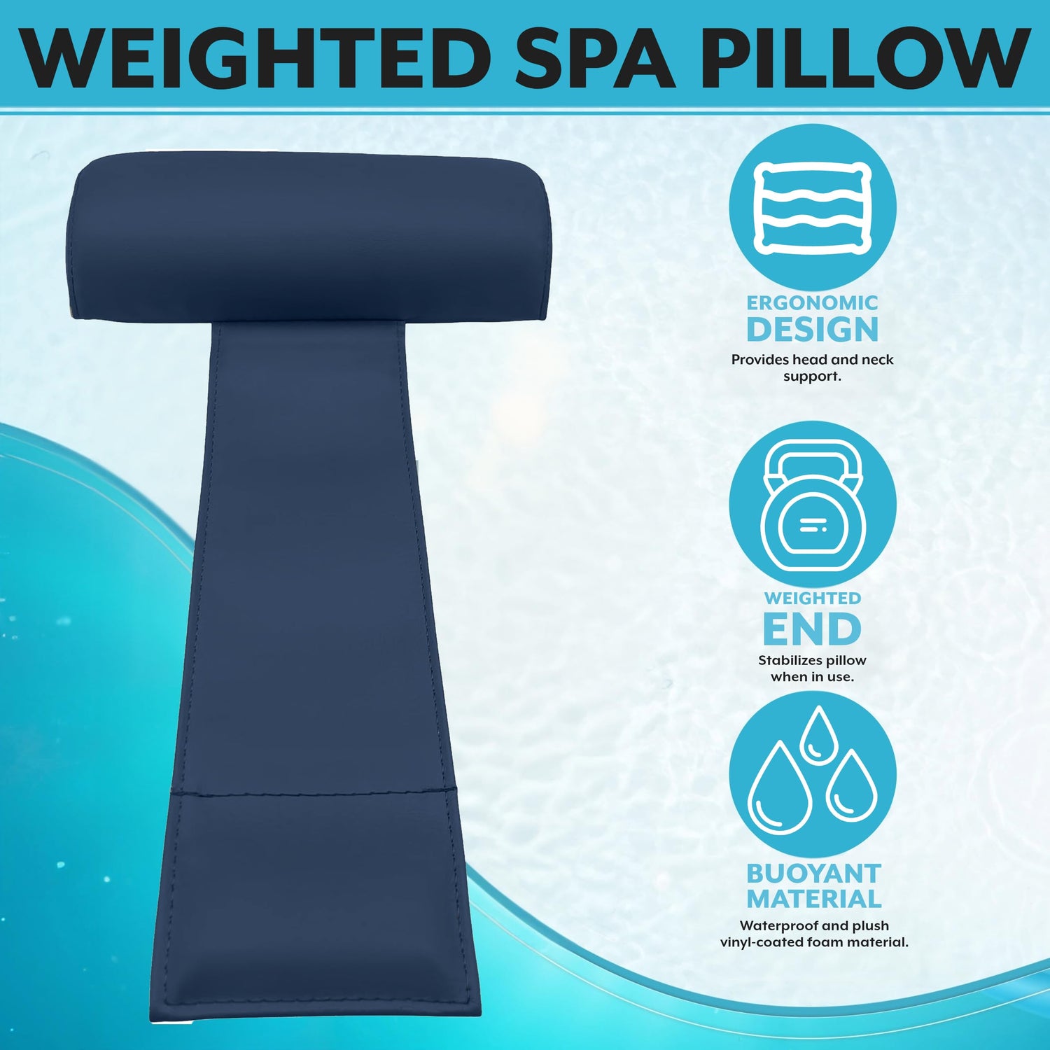 Poolzilla Blue Spa Pillow for Outdoor Hot Tubs