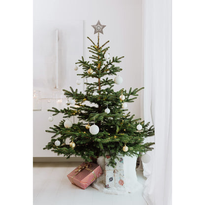 Kurt Adler 13.5-inch Star Treetop with Ivory Pearls and Platinum Glass Glitter