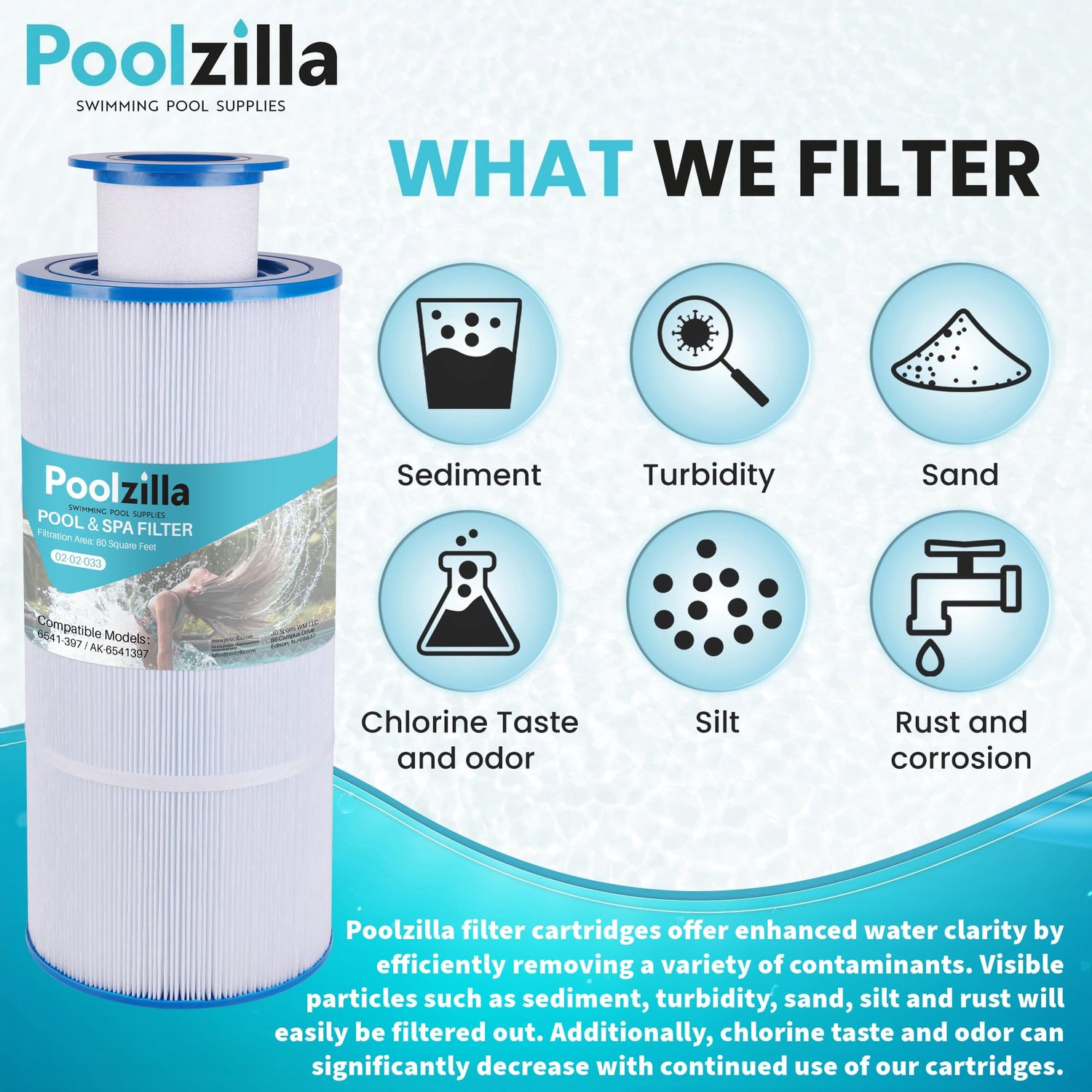 Poolzilla Replacement Pool and Spa Filter for 6541-397, Sundance MicroClean Ultra, Sundance 6541-397, AK-6541397, UFC-397