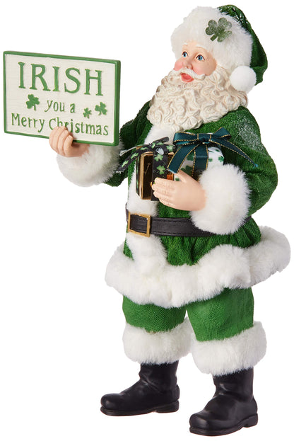 Kurt S. Adler 10.5-Inch Fabrich‚ Musical Irish Gift Box and Sign Santa, Multi