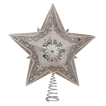 Kurt Adler 13.5-inch Star Treetop with Ivory Pearls and Platinum Glass Glitter