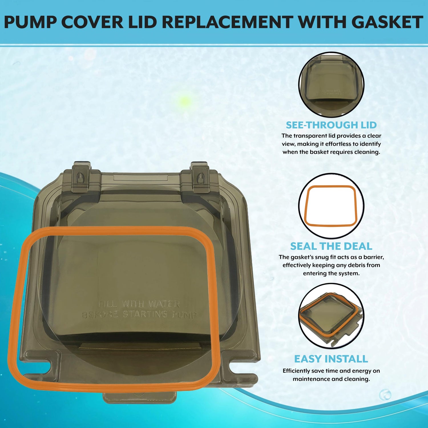 Poolzilla SPX1600D Pump Cover Lid Replacement with Gasket, Compatible with Hayward Super Pump SP1600X5 SP1605X7 SP1607X10 SP1608X10 SP1610X15 SP1611X15 SP1615X20 SP1616X20 SP1621X25