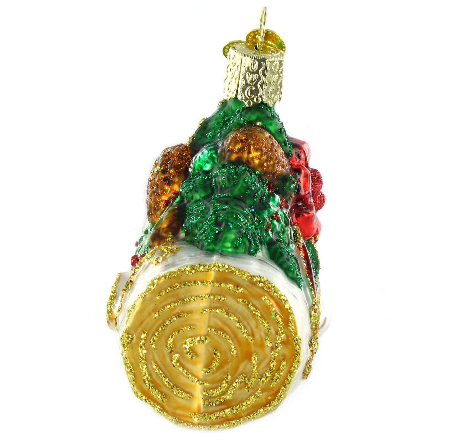 Old World Christmas Yule Log Glass Blown Ornament for Christmas Tree, Handcrafted Holiday Decoration, Holiday Dessert Collection